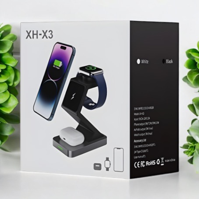 Chargeur Sans Fil Magnétique 3 en 1 - XH-X3 - blanc