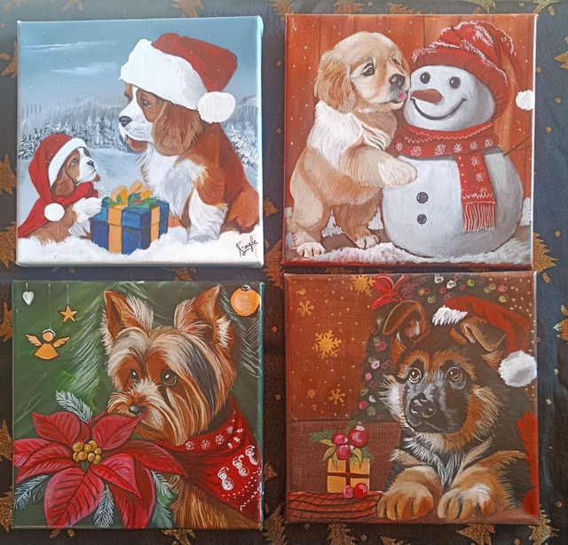 Mini toiles sur le thème de Noël 20x20 cm