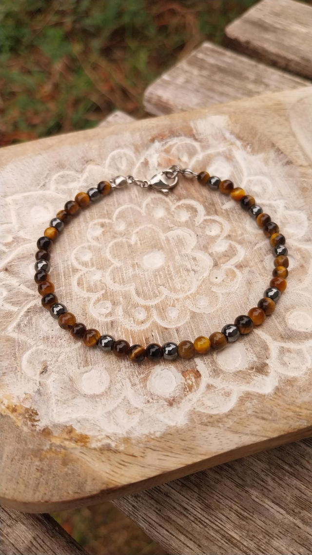 Bracelet en Oeil de tigre et Hematite