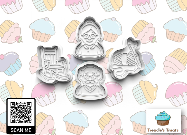 Grandparents Theme Fondant/cookie stamps with cutters 