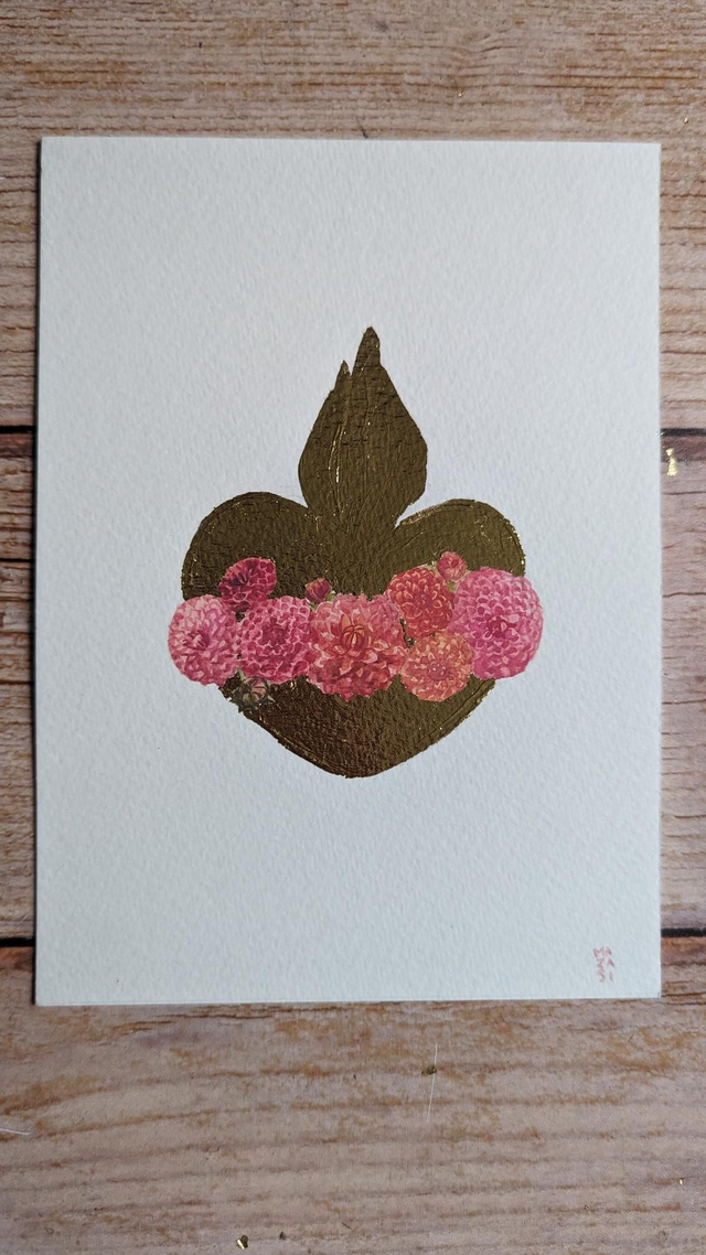 Ex-voto dahlias roses en couronne 