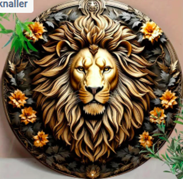 Wanddecoratie metalen bord Leeuwenkrans (20cm diameter)