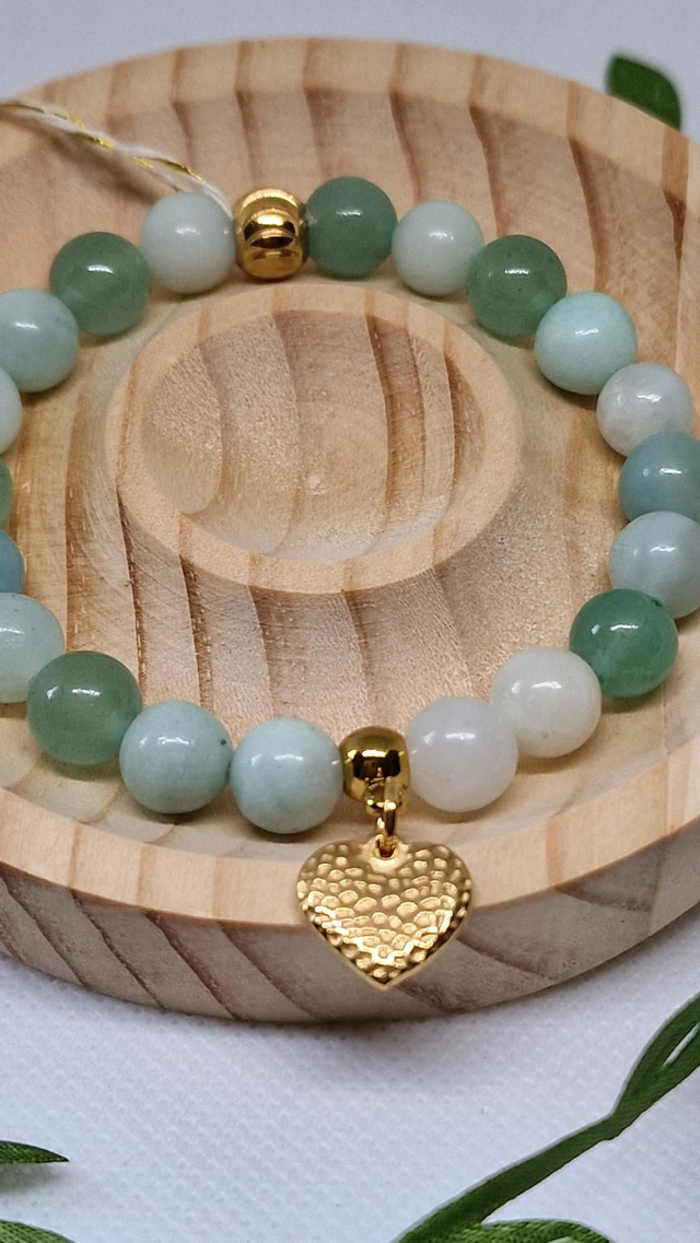 Bracelet Amazonite et Aventurine verte en 0,8 cm