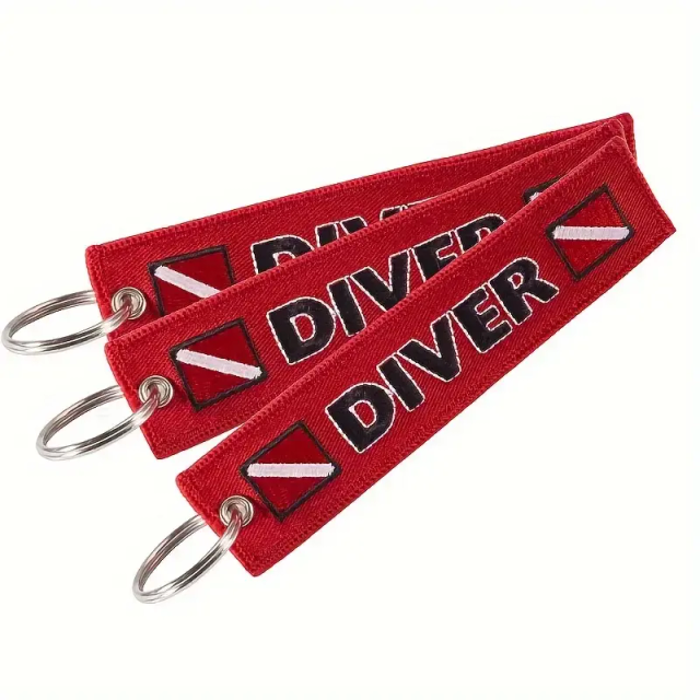 porte clé brodé rouge diver
