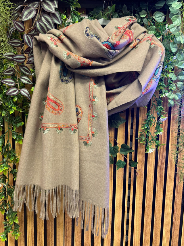 Sjaal Debby bloem taupe