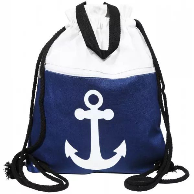 sac à dos textile 40 X 34 couleur bleu  motif ancre marine marque kiatou