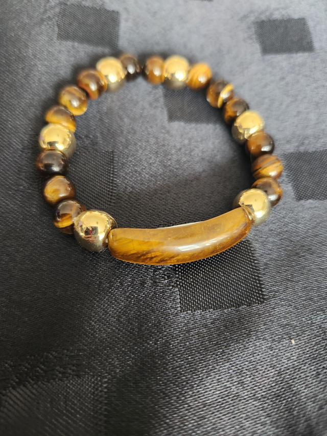 MENS TIGERS EYE ELASTICATED BRACELET 