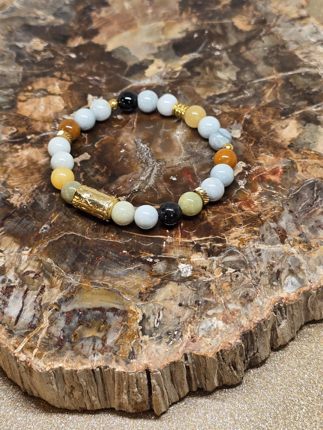 Bracelet Jade de Birmanie multicolore en 0,8 cm