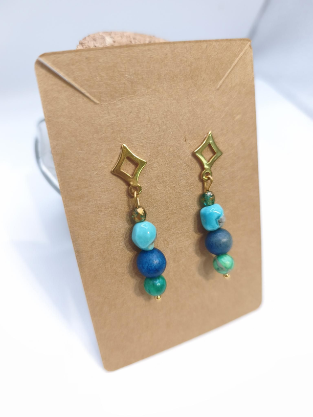 Boucles d'oreilles turquoise bleu vert