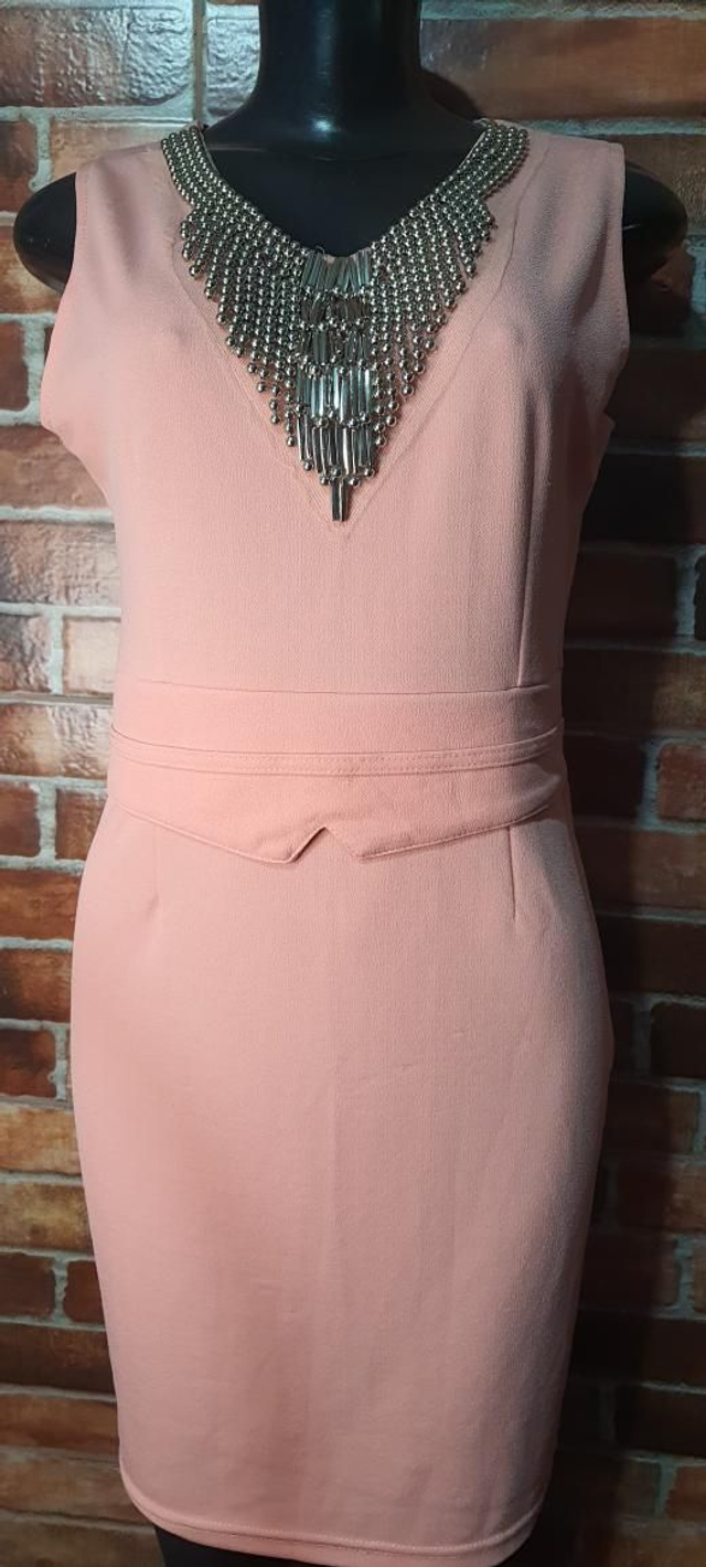 Vestido Salmão,  T/G. Sem Manga