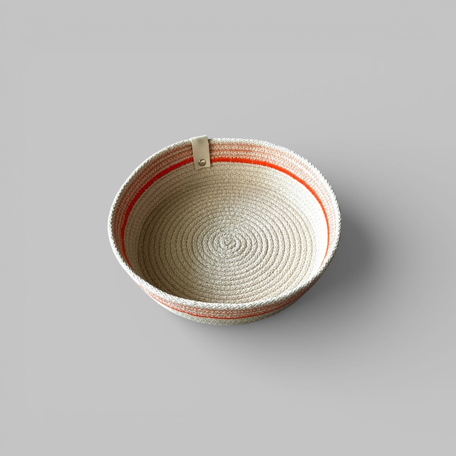 Panier / vide poche rond bi-color avec bordure zigzag