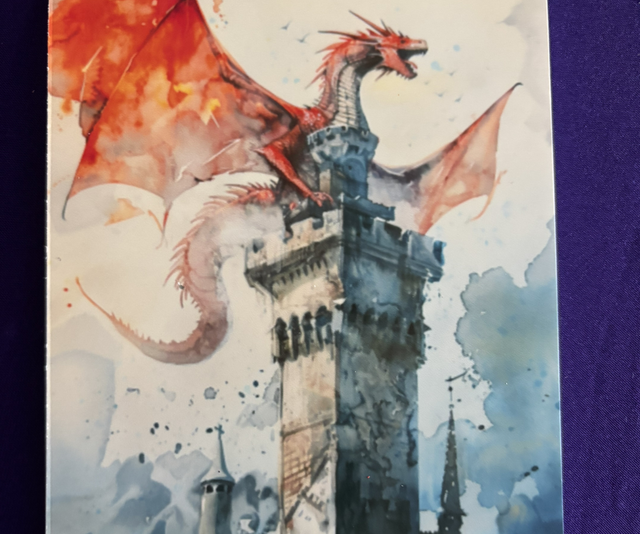 Plain Note Pad Dragon Red on Castle