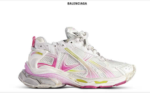 WOMEN'S GRADIENT RUNNER Balenciaga SNEAKER IN WHITE/PINK/GREY/NEON YELLOW