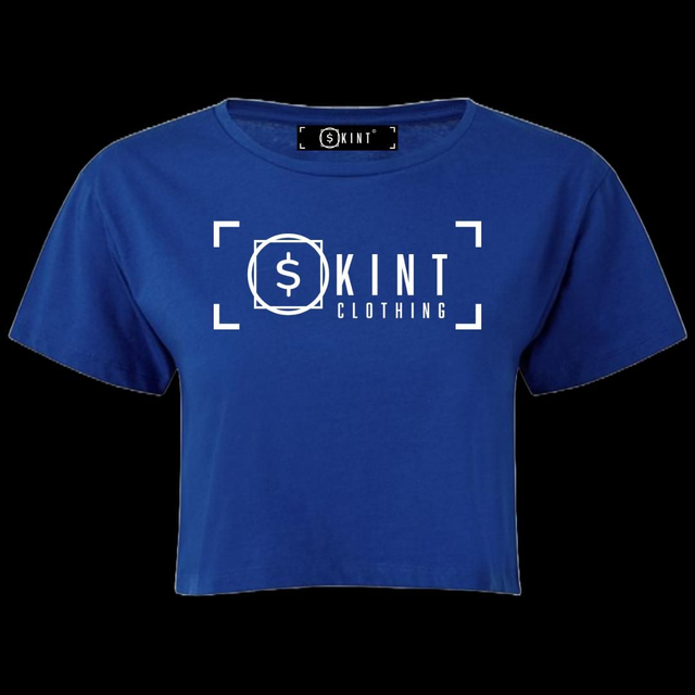 Skint Crop Top Velvet-Tee [Royal Blue]