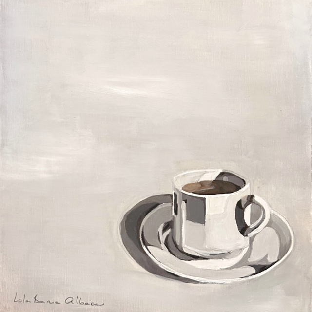 Oleo sobre lienzo 30x30cm “Feliz tarde” Enmarcada en negro