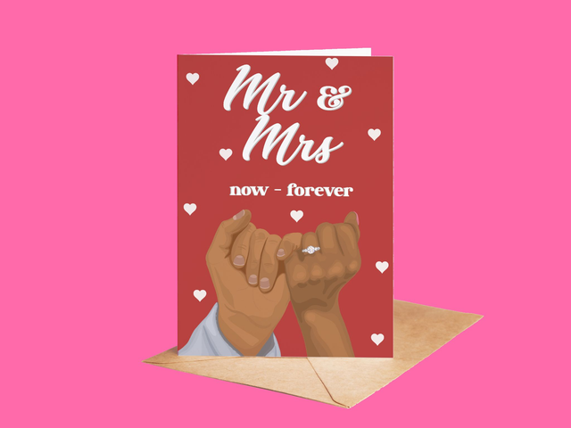 Mr &amp; Mrs Greeting Card -  (Deep skin tone)