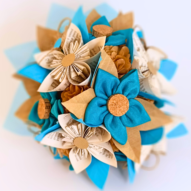 Bouquet Mariée Bleu &amp; Kraft _ Grand Format