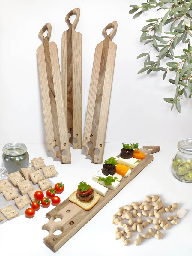 Planche apéro individuelle en Noyer et Châtaignier - Fabrication Française par l&#039;ARTelier de Julien