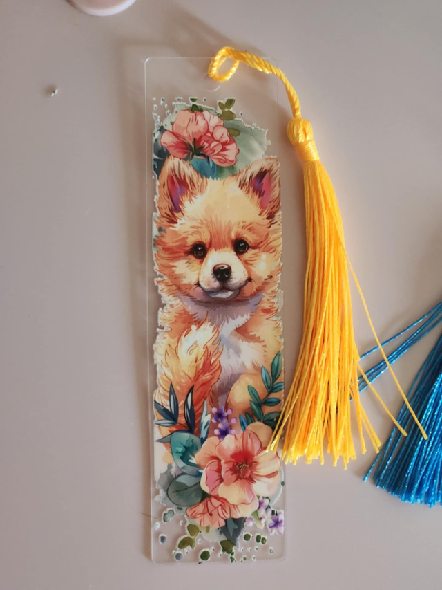 Marque page  " chien flow flower "  