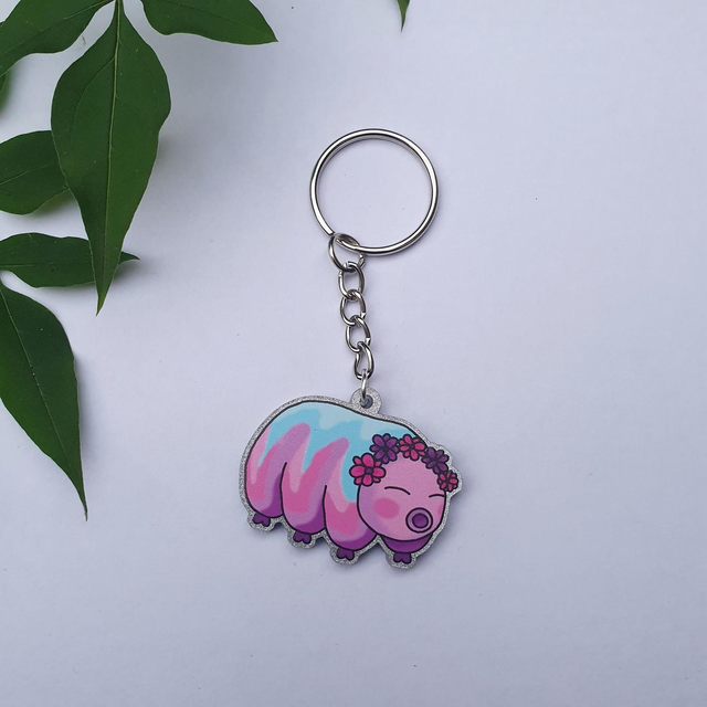 Tardigrade Moon Bear Flower Crown Acrylic Keyring