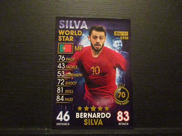 Bernardo Silva - World Star Match Attax 101 Original Trading Card