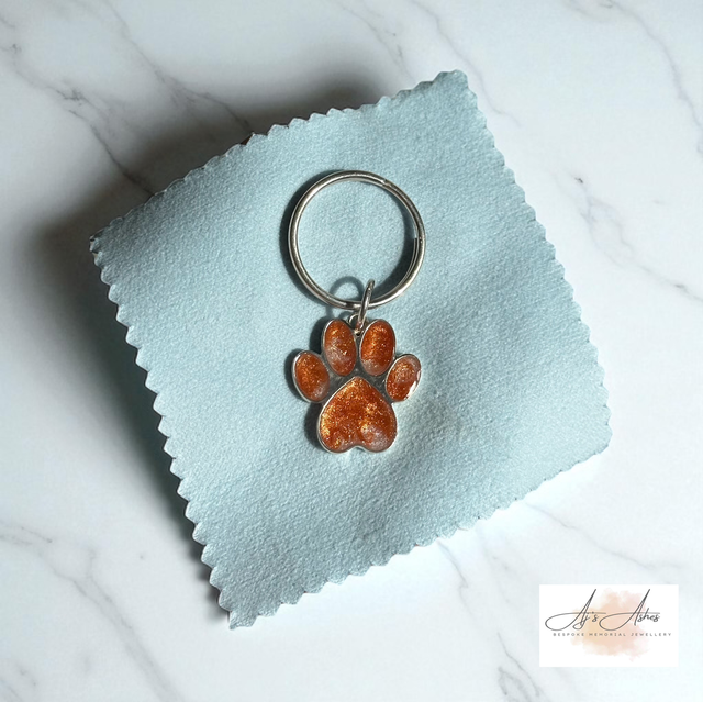 Sterling silver pawprint keyring