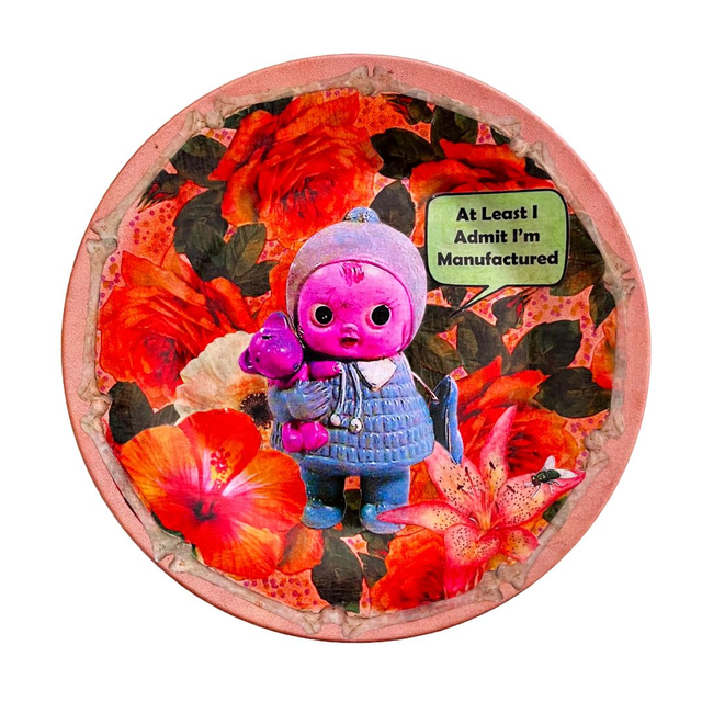 Peach Upcycled Wall Plate - "At Least I Admit I'm Manufactured" by House of Frisson