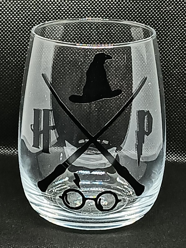 Custom Design Black Vinyl Harry Potter Logo Glass.