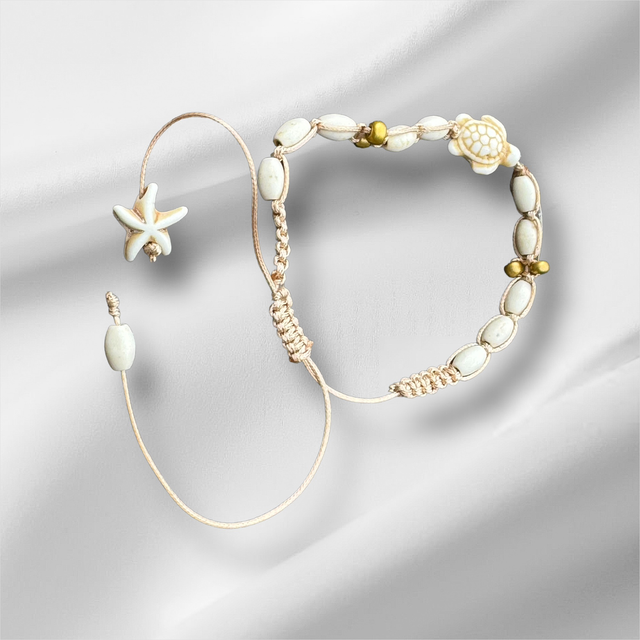 Turtle and starfish macrame bracelet