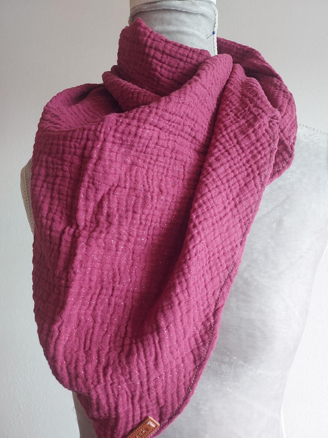 Schal Musselin Glitzer brombeer