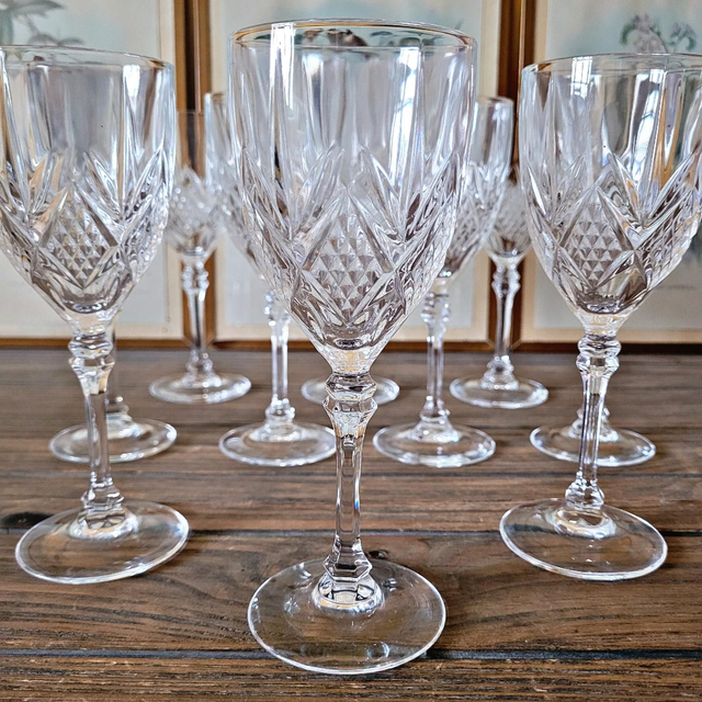 X Verres à vin ciselé Cristal d'Arques modèle Fontenay (10 verres)