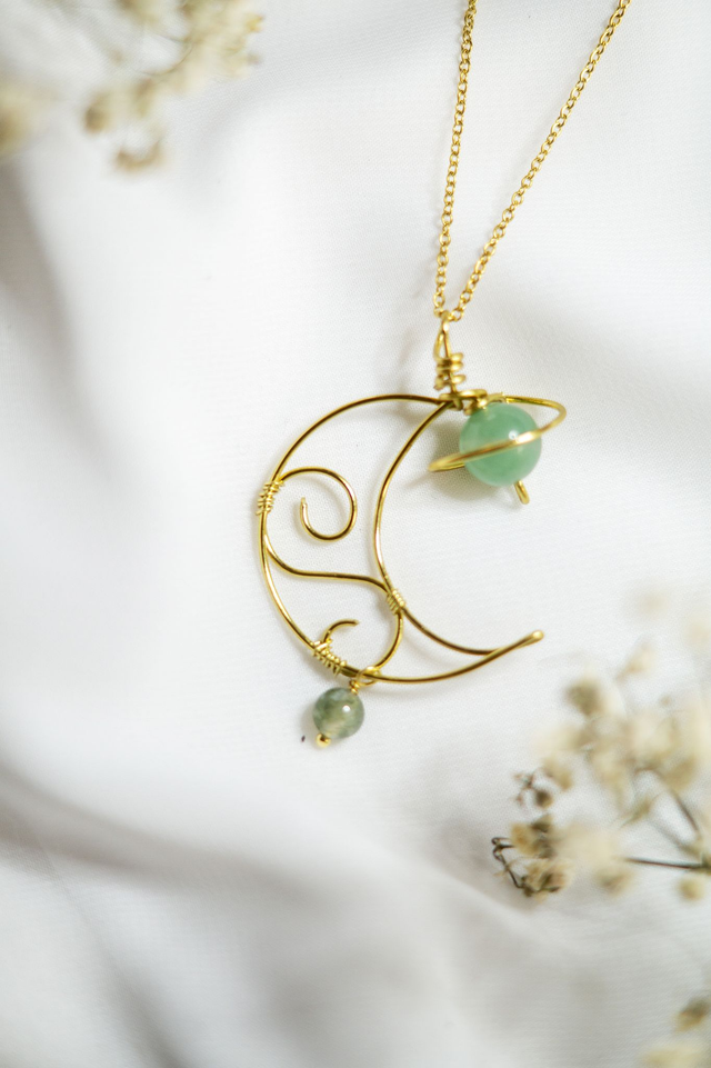 Collier Moon • en pierres naturelles | version planète avec 2 pierres