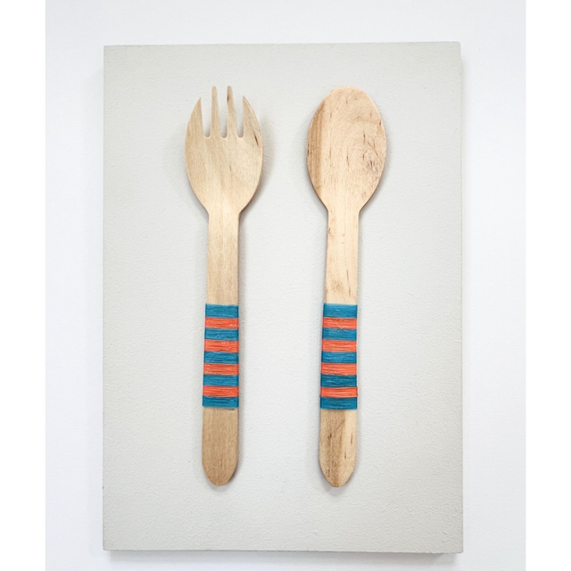 The Fork and Spoon - small 3D wall sculpture 