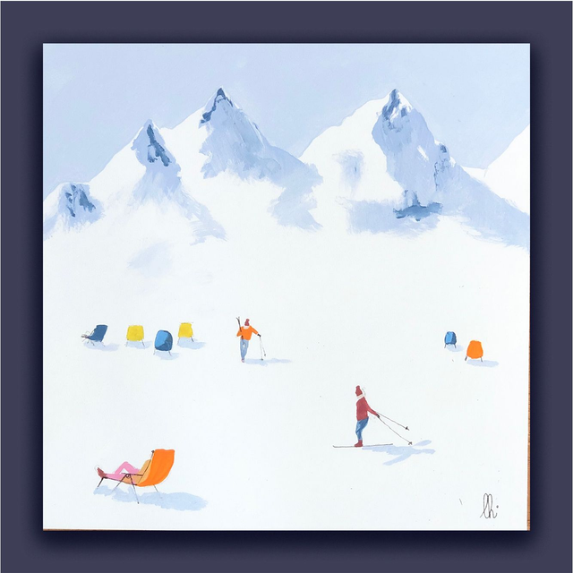 petit tableau skieur26 20X20