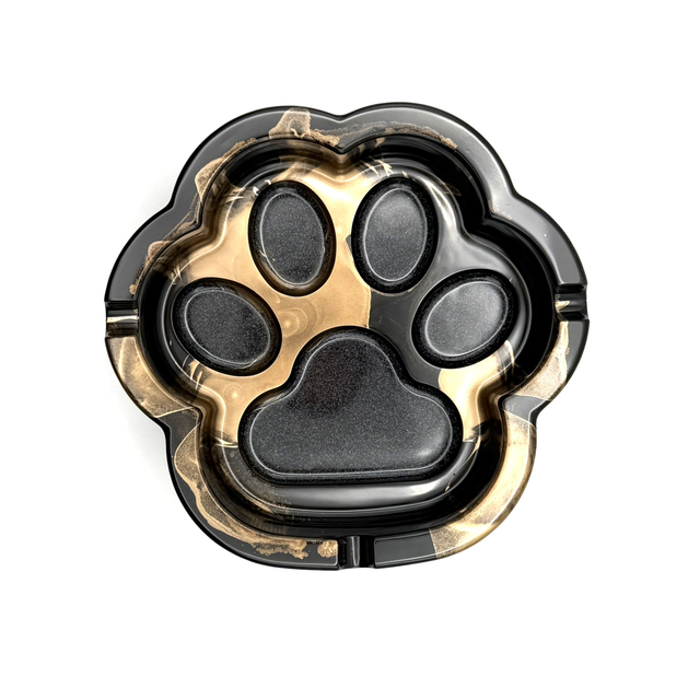 Cendrier Papate XXL ton noir et or et paillettes 