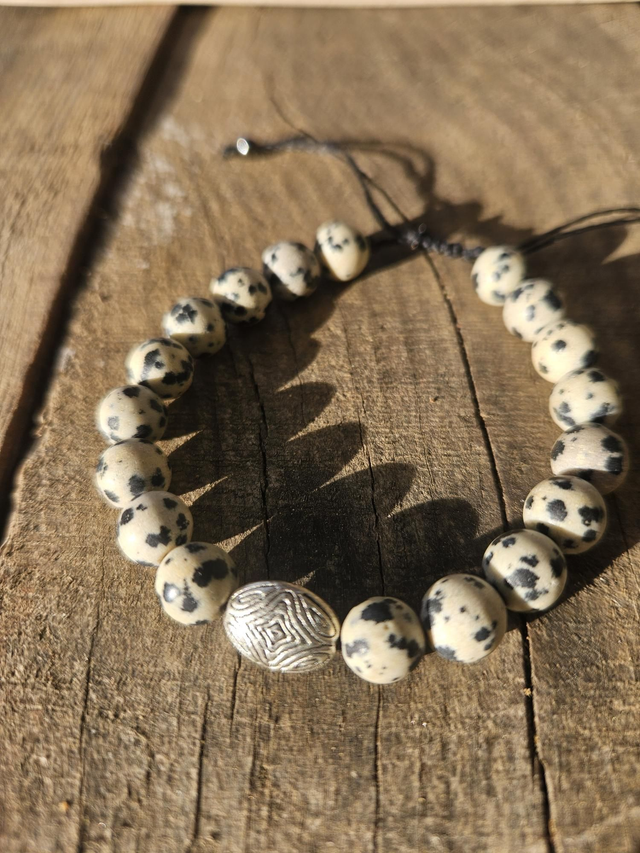 Bracelet femme jaspe dalmatien 