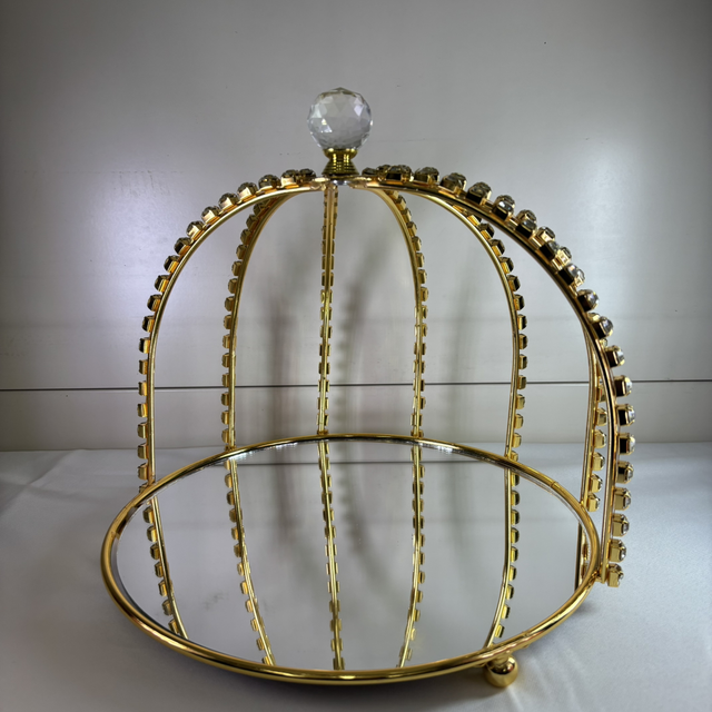Présentoir doré strass avec miroir 