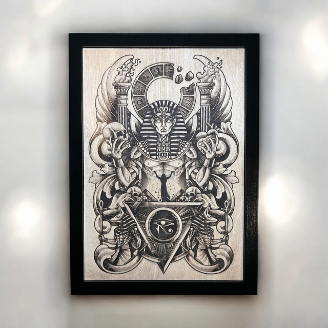 Tableau Gravure en Bois Égyptien Dark