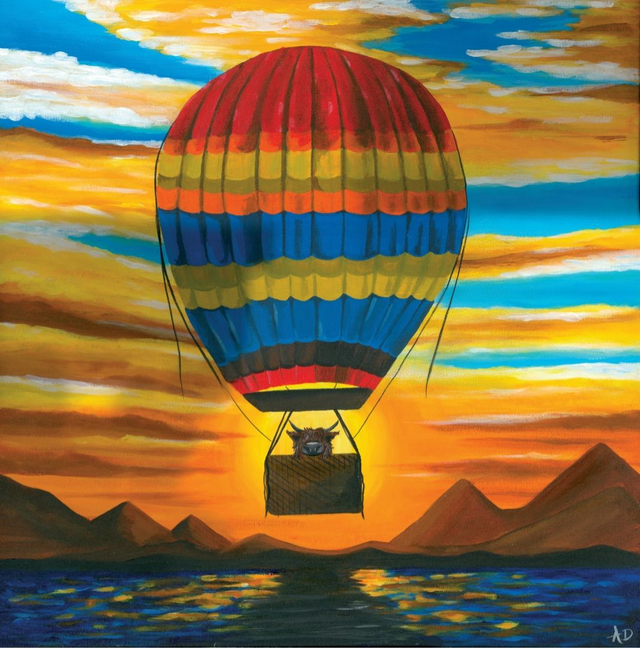 Original on Canvas, Gold Leaf Edges 'Up Up &amp; Awa' 