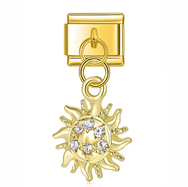 Charm Sol con Brillos Colgante Dorado