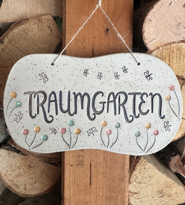 Keramikschild „Traumgarten“ Farbe: braun