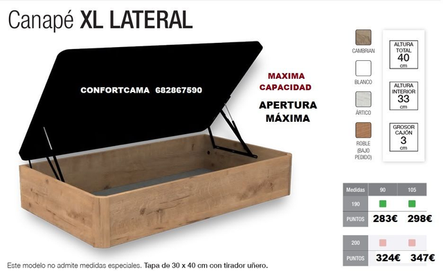 CANAPE ABATIBLE LATERAL GRAN APERTURA