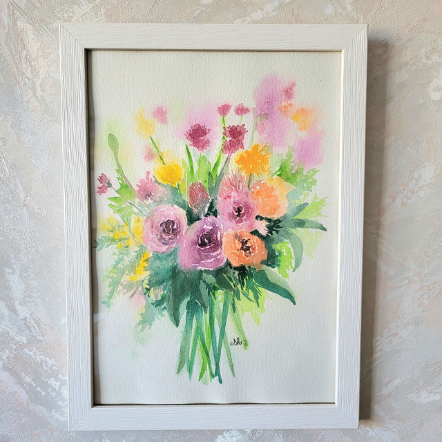 Aquarelle Bouquet fleuri