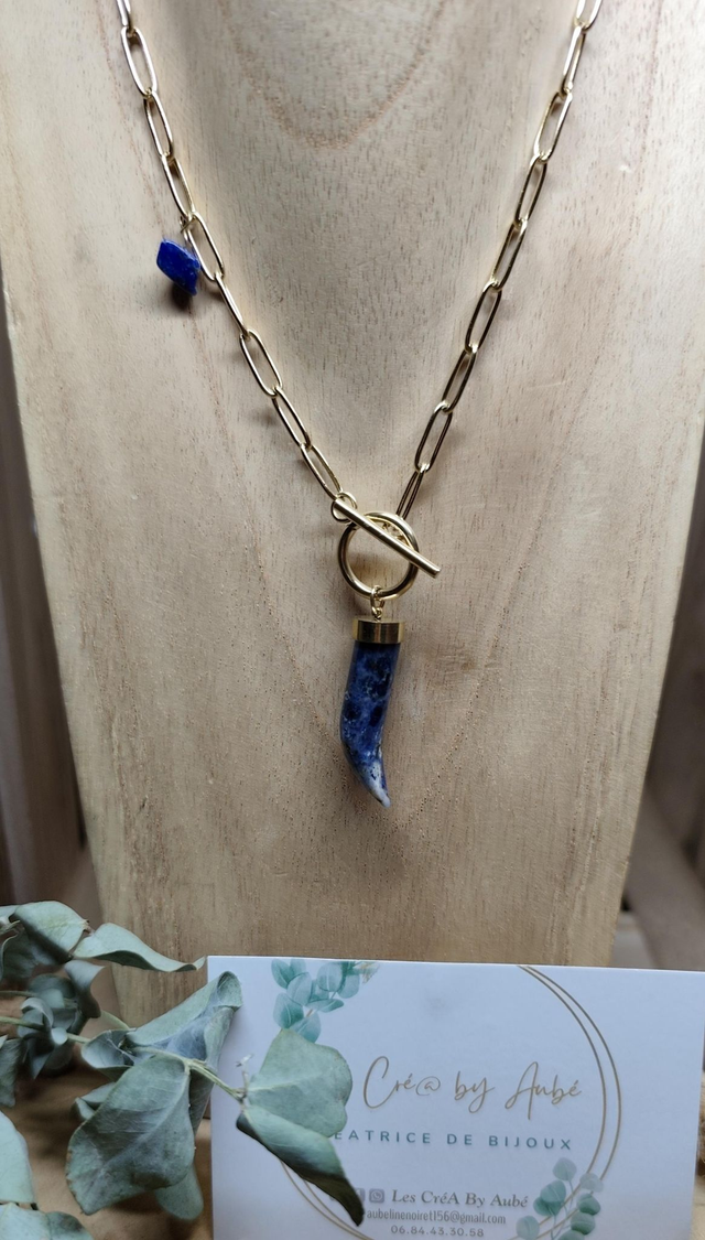 COLLIER GOLD/ CORNE BLEU 0001049