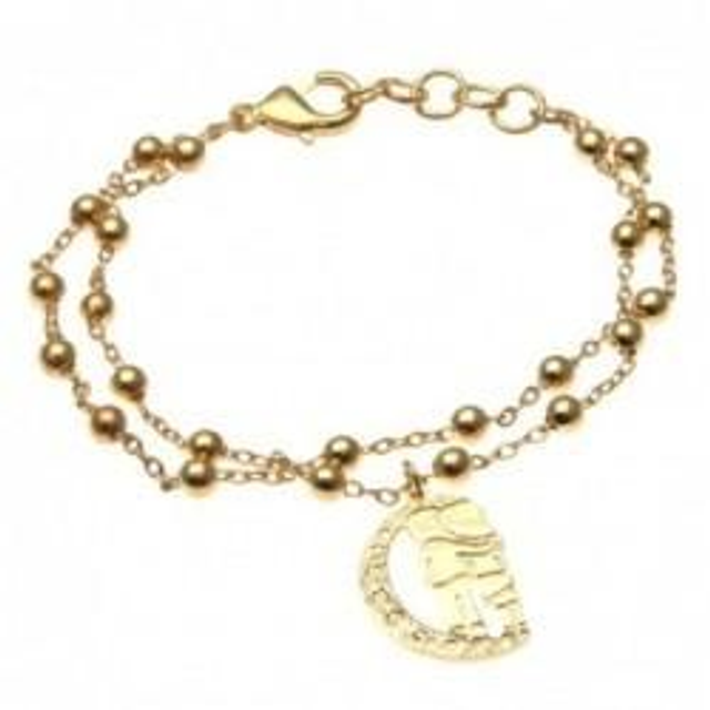 Bracciale donna in bronzo giallo con charm fidanzati e luna