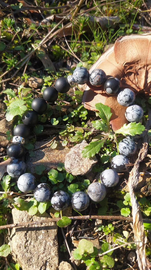  Bracelet Homme Obsidienne mouchetée/ Onyx