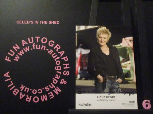 Linda Henry (Shirley Carter) Authentic Autographed EastEnders 6x4 Cast Card (6)