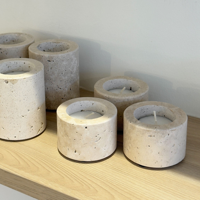 Travertine Tea Light Holder | Small