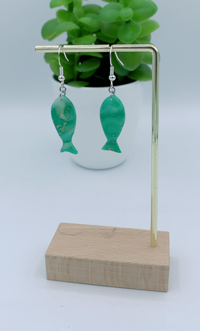 Boucles d'Oreilles Poissons Verte