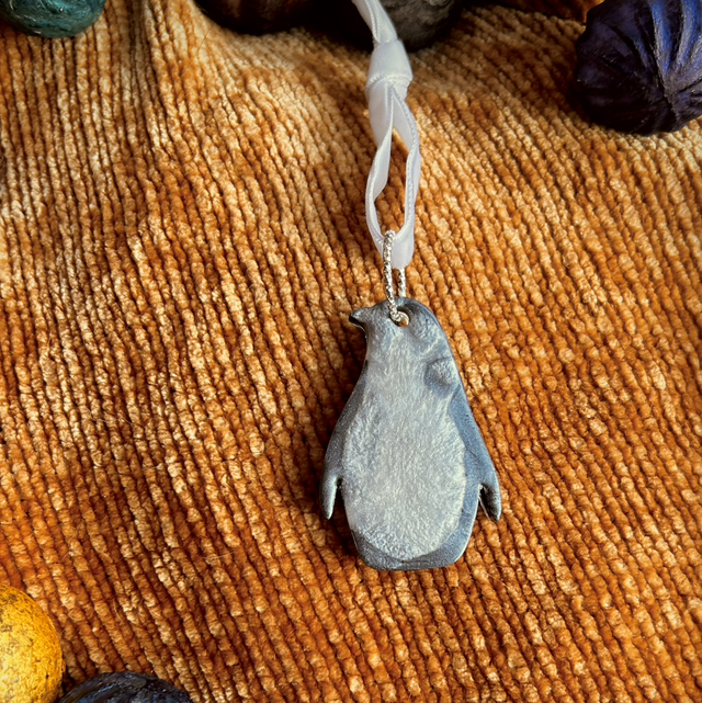 Penguin Decoration - Silver and White 